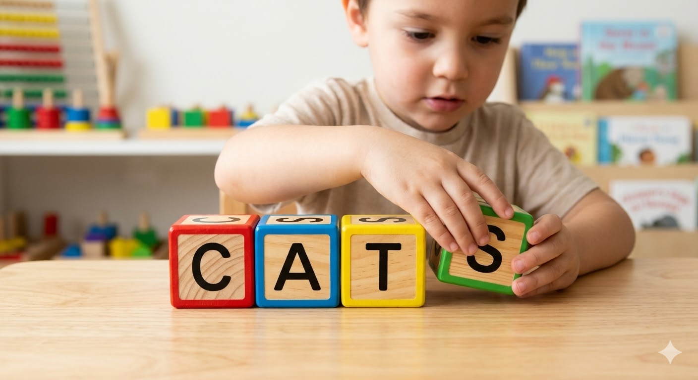 Ребенок переставляет слоги в словах: почему возникает путаница и как тренировать слоговую структуру — Ребенок выкладывает цветные карточки в ряд, тренируя последовательность слогов в слове.